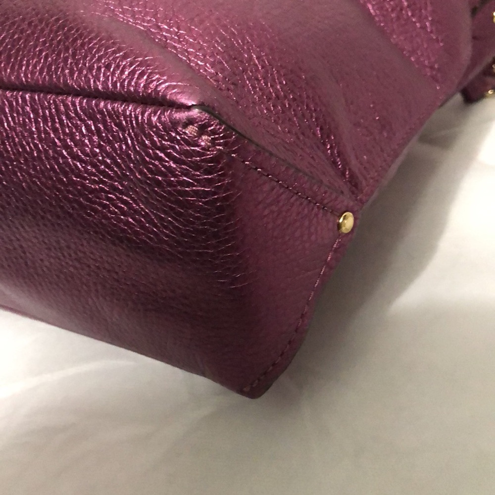 Coach Metallic Berry Pebble Leather Bag - Picture 9 of 11
